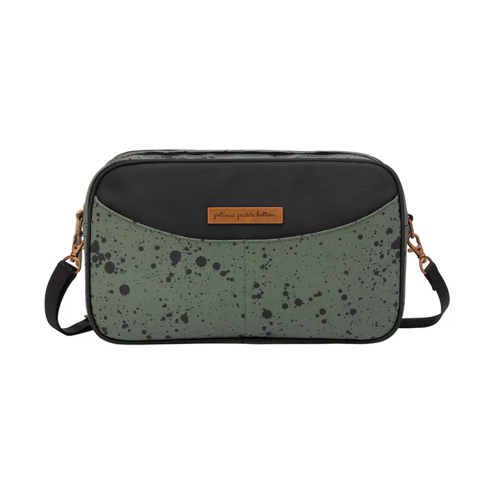 Petunia Pickle Bottom - Companion Diaper Clutch, Small and Light Mini Diaper Bag, Olive Ink Blot