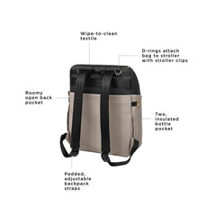 Petunia Pickle Bottom - Tempo Backpack, Baby Diaper Bag, Black/Sand Cable Stitch