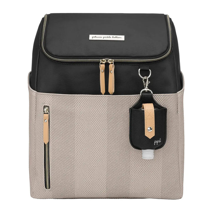 Petunia Pickle Bottom - Tempo Backpack, Baby Diaper Bag, Black/Sand Cable Stitch