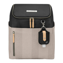 Petunia Pickle Bottom - Tempo Backpack, Baby Diaper Bag, Black/Sand Cable Stitch