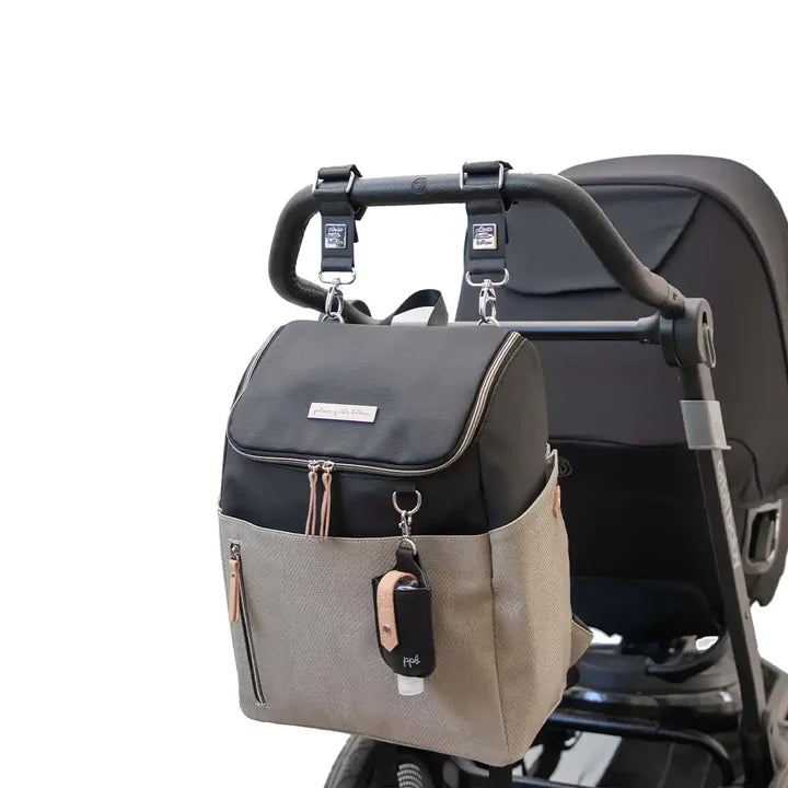 Petunia Pickle Bottom - Tempo Backpack, Baby Diaper Bag, Black/Sand Cable Stitch