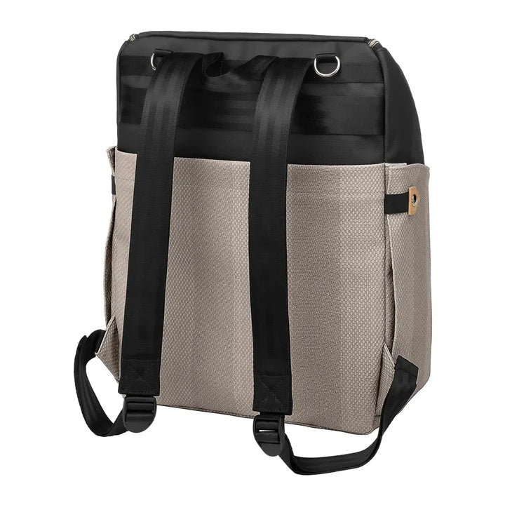 Petunia Pickle Bottom - Tempo Backpack, Baby Diaper Bag, Black/Sand Cable Stitch