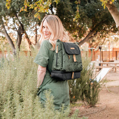 Petunia Pickle Bottom - Pivot Pack Baby Diaper Bag, Olive Ink Blot