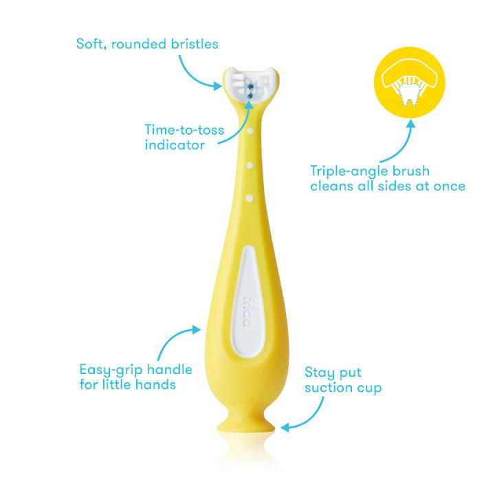 Frida Baby - Training Toothbrush, Triple Angle Soft Bristles Toothbrush for Toddlers 18 Months or Older