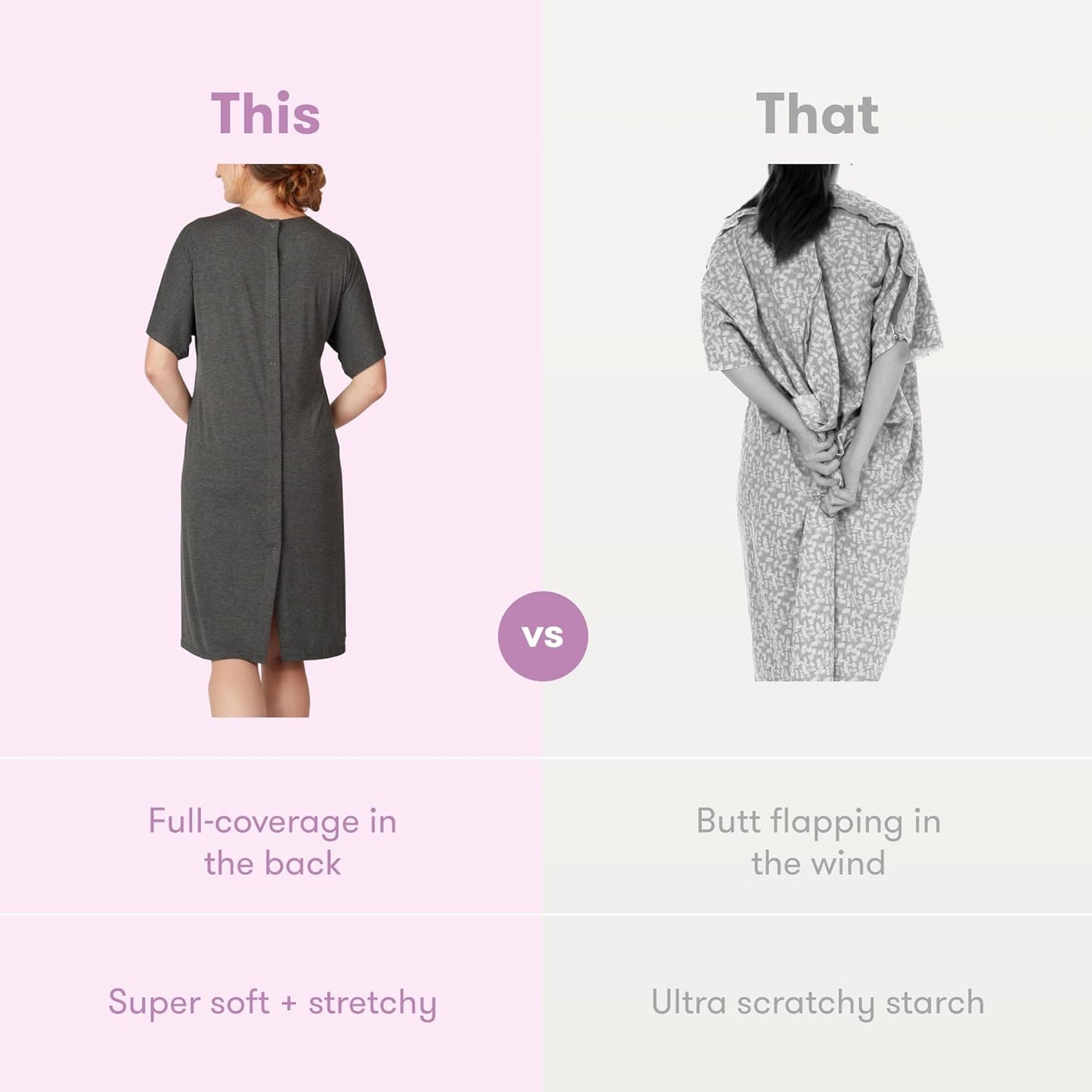 Frida Mom - Delivery & Nursing Gown, Childbirth Labour and Postpartum Hospital Gown with Pockets, Stretchy One Size Gown