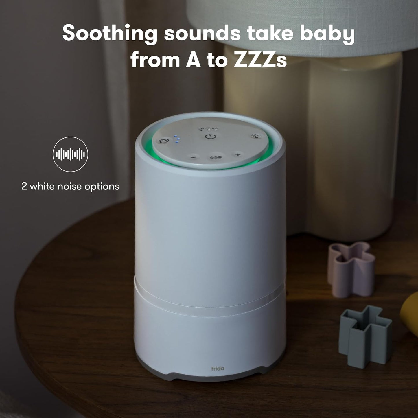 Frida Baby - 3-in-1 Air Purifier Sound Machine + Nightlight, HEPA Air Filter to Eliminate Dust, Mold, Diaper Stink Odor, Pet Dander in Nursery