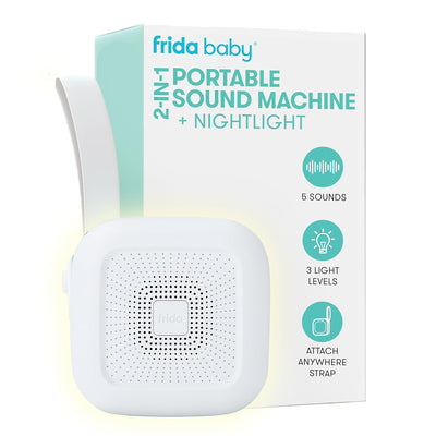 Frida Baby - 2-in-1 Portable Sound Machine + Nightlight, White Noise Machine Baby Sleep Aid, 5 Soothing Sounds and 3 Nightlight Modes