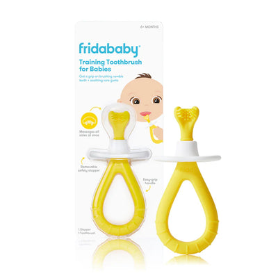 Frida Baby - Training Toothbrush for Babies, Triple Angle Food Grade Silicone Bristles to Soothe and Clean Gums