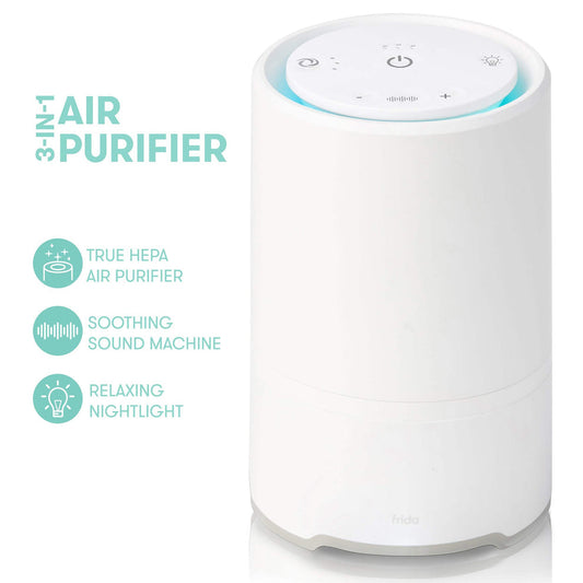 Frida Baby - 3-in-1 Air Purifier Sound Machine + Nightlight, HEPA Air Filter to Eliminate Dust, Mold, Diaper Stink Odor, Pet Dander in Nursery