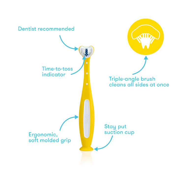 Frida Baby - SmileFrida Triple Angle Toothhugger Toothbrush, Triple Angle Soft Bristles Toothbrush for Toddlers 24 Months or Older