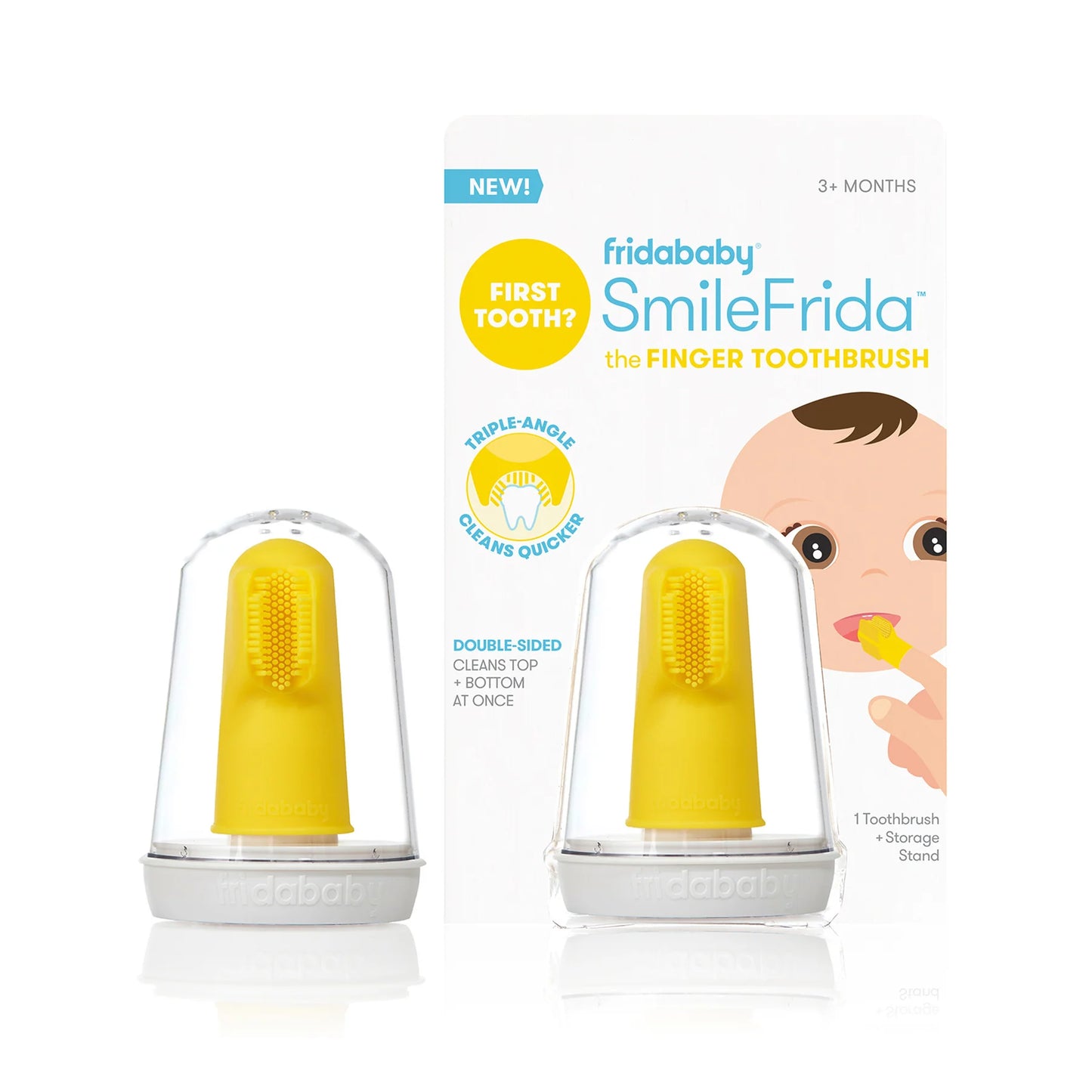 Frida Baby - SmileFrida Finger Toothbrush, Finger Brush for Babies 3 months or Older, Food Grade Silicone Bristles Soothe and Clean Gums