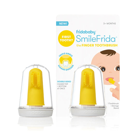 Frida Baby - SmileFrida Finger Toothbrush, Finger Brush for Babies 3 months or Older, Food Grade Silicone Bristles Soothe and Clean Gums