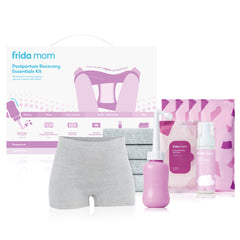 Frida Mom - Postpartum Recovery Essentials Kit, includes Disposable Underwear, Instant Ice Maxi Pads, Perineal Healing Foam, Perineal Healing Pad Liners and Upside Down Peri Bottle, 11pc Gift Set