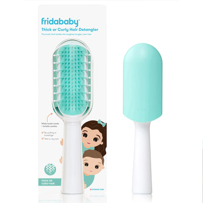 Frida Baby - Thick or Curly Hair Detangler Brush, Baby Hair Comb, Strong Comb-like Bristles for Detangling + Styling Without Breakage